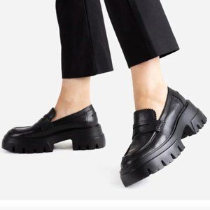 Bronx Black Chunky Leather Loafers